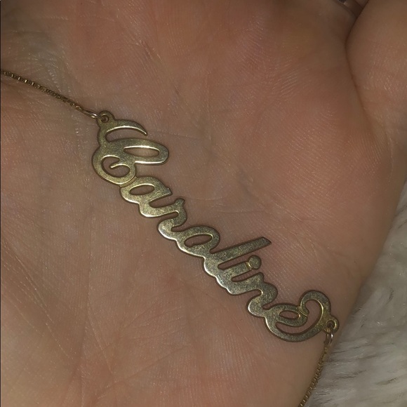 Jewelry - Caroline nameplate necklace in plated yellow gold Jewelry - Caroline nameplate necklace in plated yellow gold